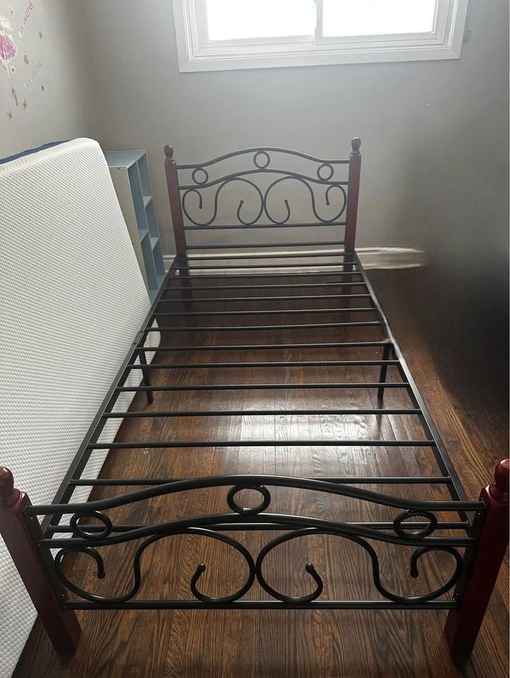 Twin Metal Bed Frame (Black with Decorative Headboard) - photo 3