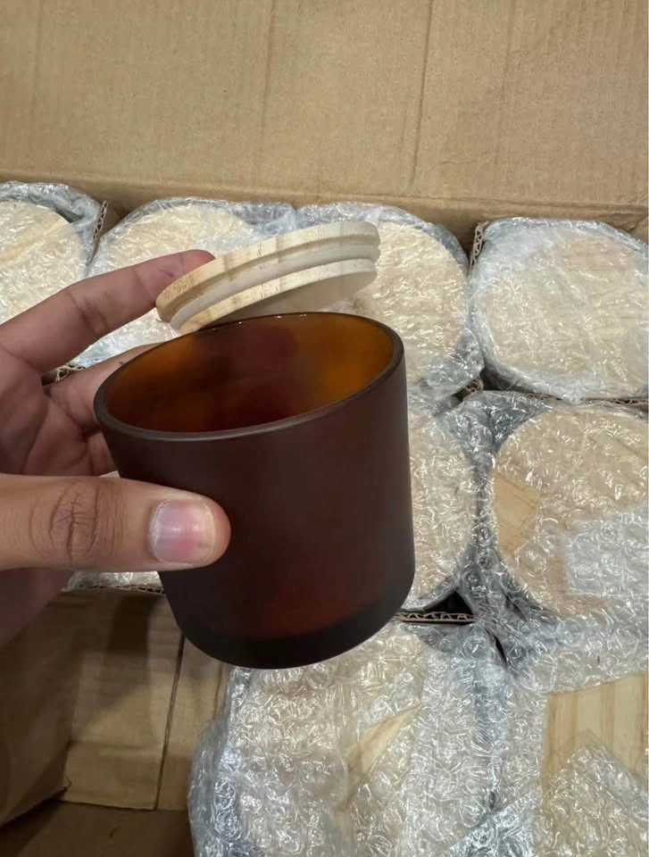 12 Pack Frosted Amber Glass Jars with Bamboo Lids - photo 3