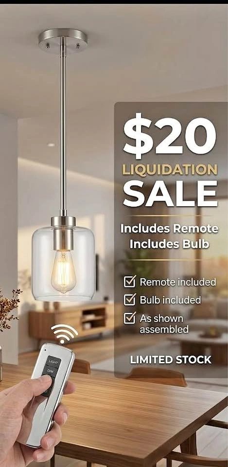 Modern Glass and Chrome Light Fixture with Remote