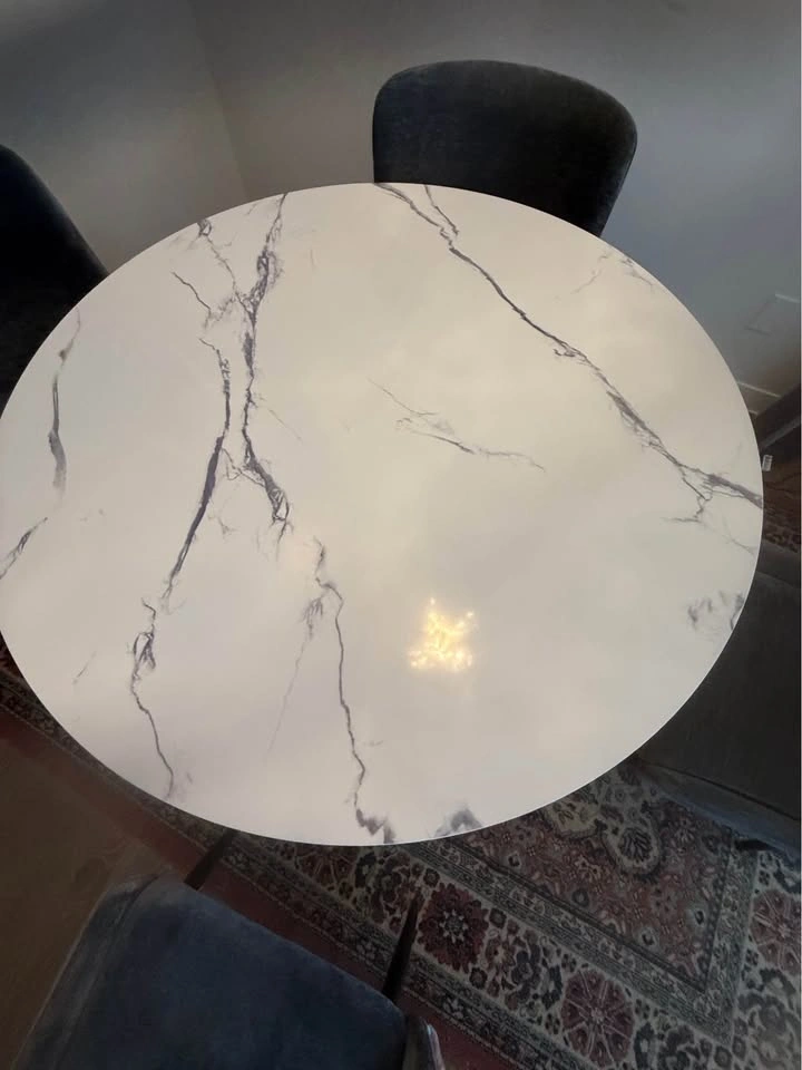 Modern Round Dining Table – Marble Look – Like New - photo 2