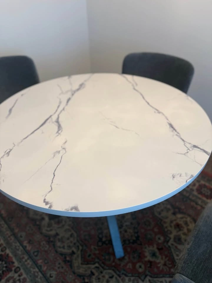 Modern Round Dining Table – Marble Look – Like New - photo 3