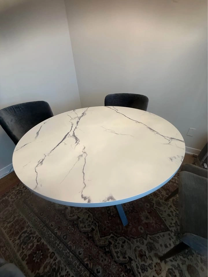 Modern Round Dining Table – Marble Look – Like New - photo 5
