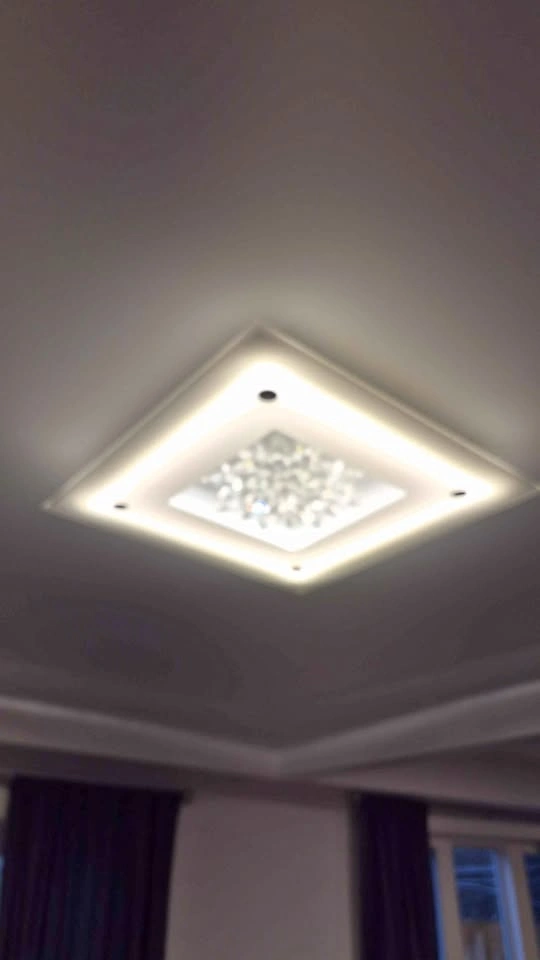 Modern Square Ceiling Light w Crystal Design