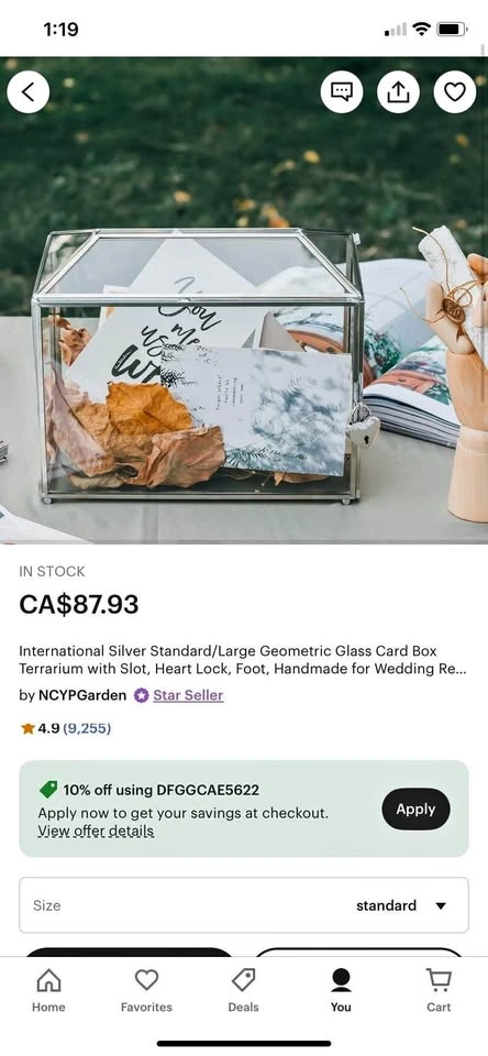 Geometric Wedding Glass Card Box