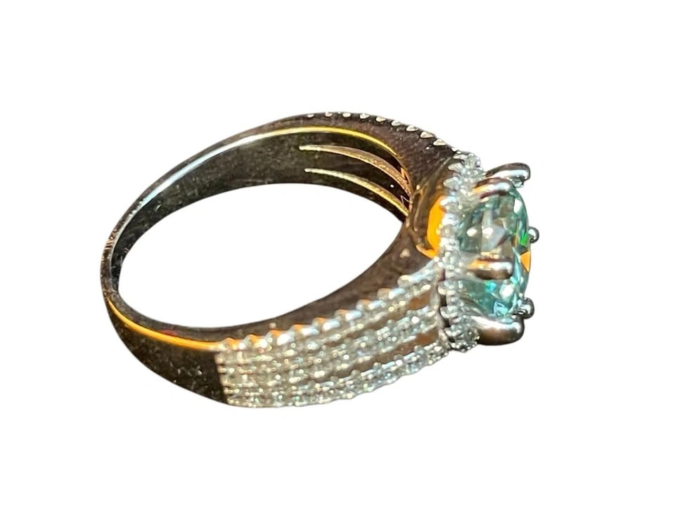 2.00 CT GRA Certified Blue Moissanite Ring - Size 6 - photo 3