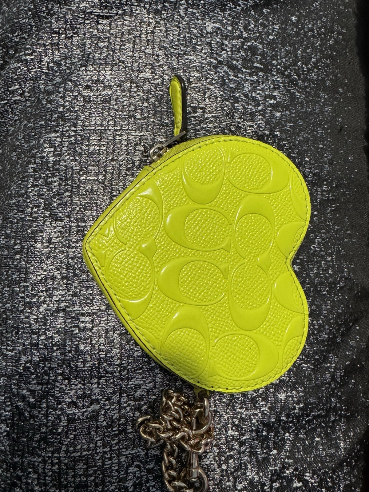 Coach Heart Shaped Coin Pouch - Lime Green