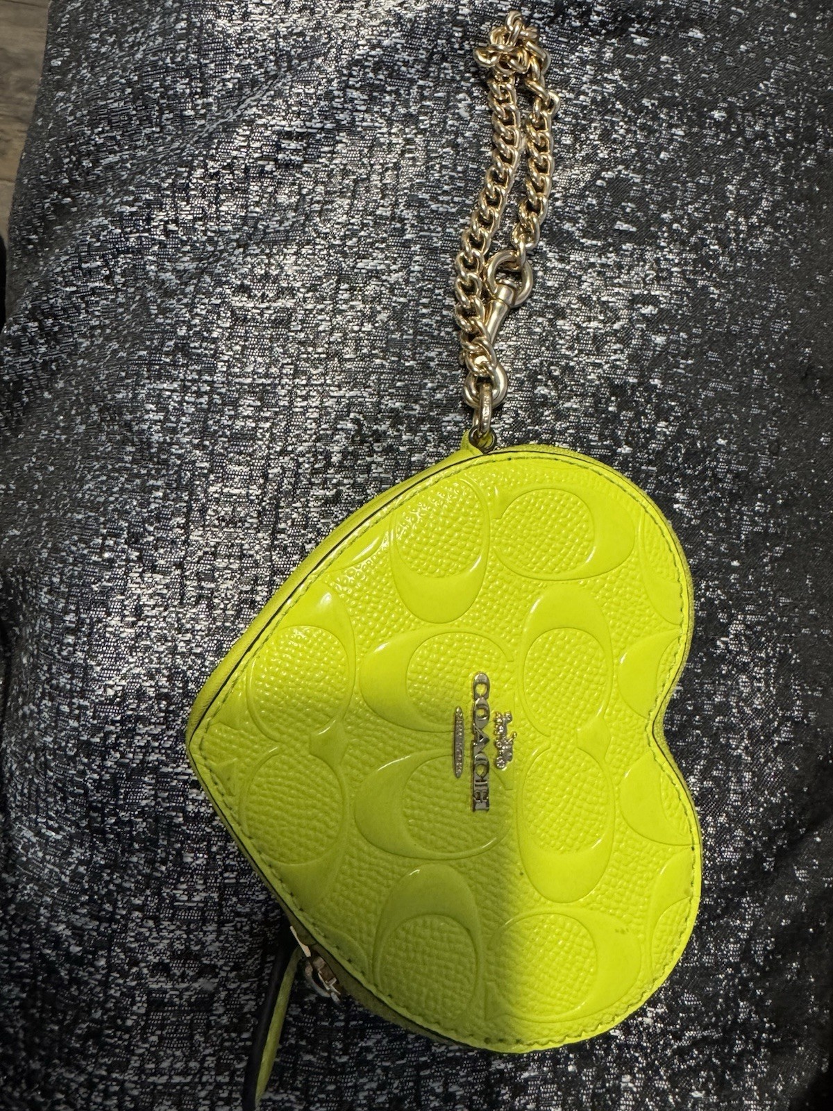 Coach Heart Shaped Coin Pouch - Lime Green - photo 2