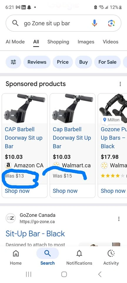 Go Zone Sit Up Bar Attachment - Cheap Price & No Tax
