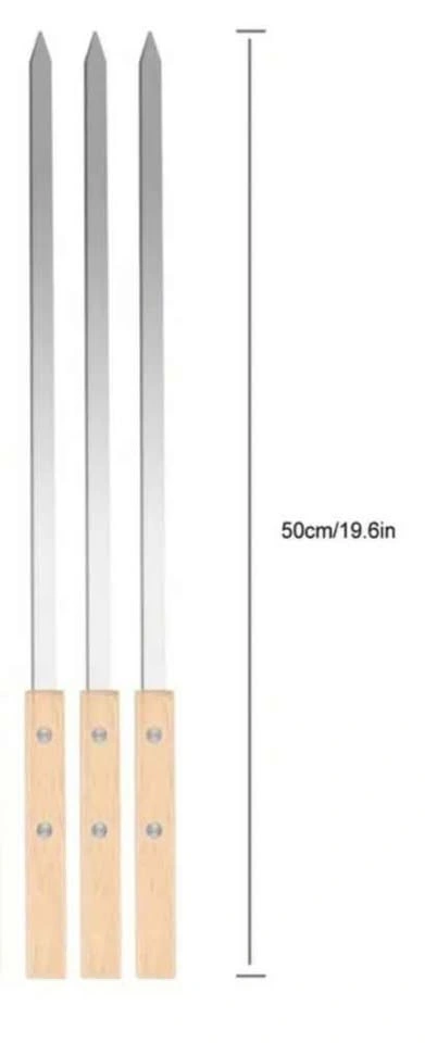 10 Metal BBQ Skewers with Wood Handles 50cm/19.6in - photo 2