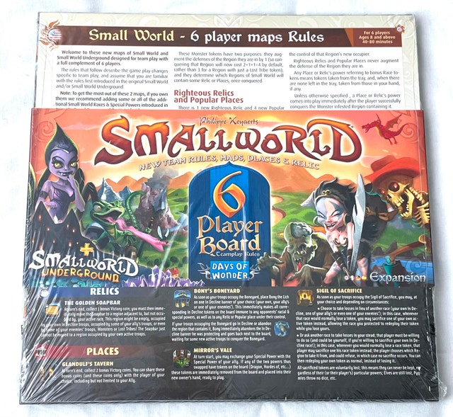 Small World 6 Player Board SEALED Expansion