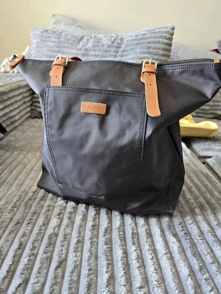 Bench Tote Bag - Black with Tan Accents