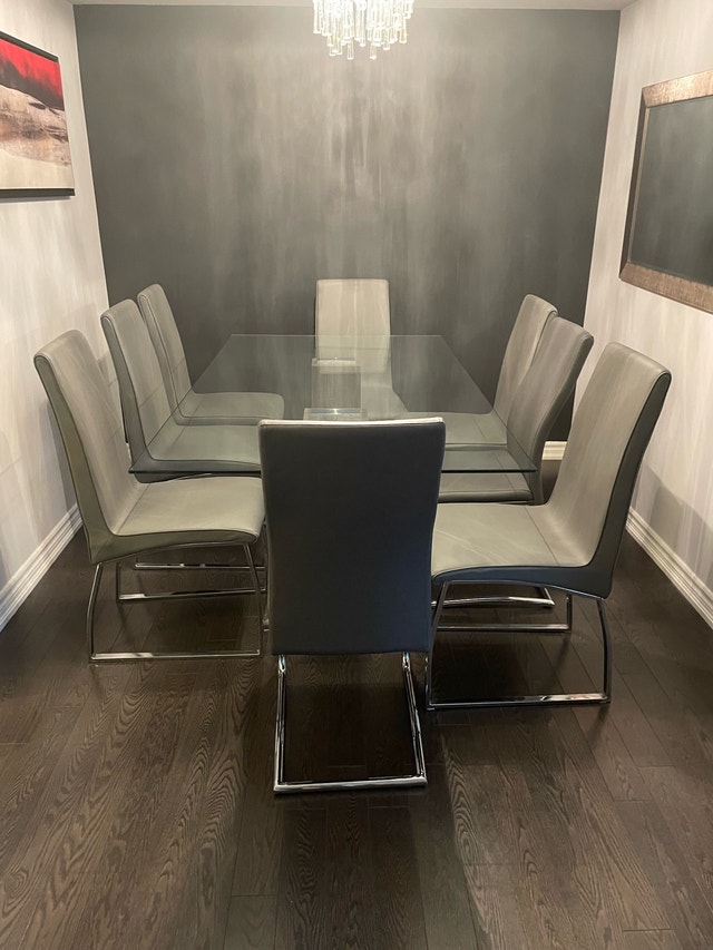 Glass Dining Set 8 Chairs