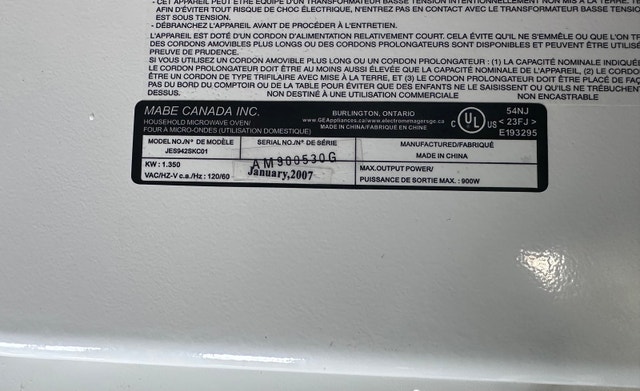 GE Microwave DIY Parts - photo 2
