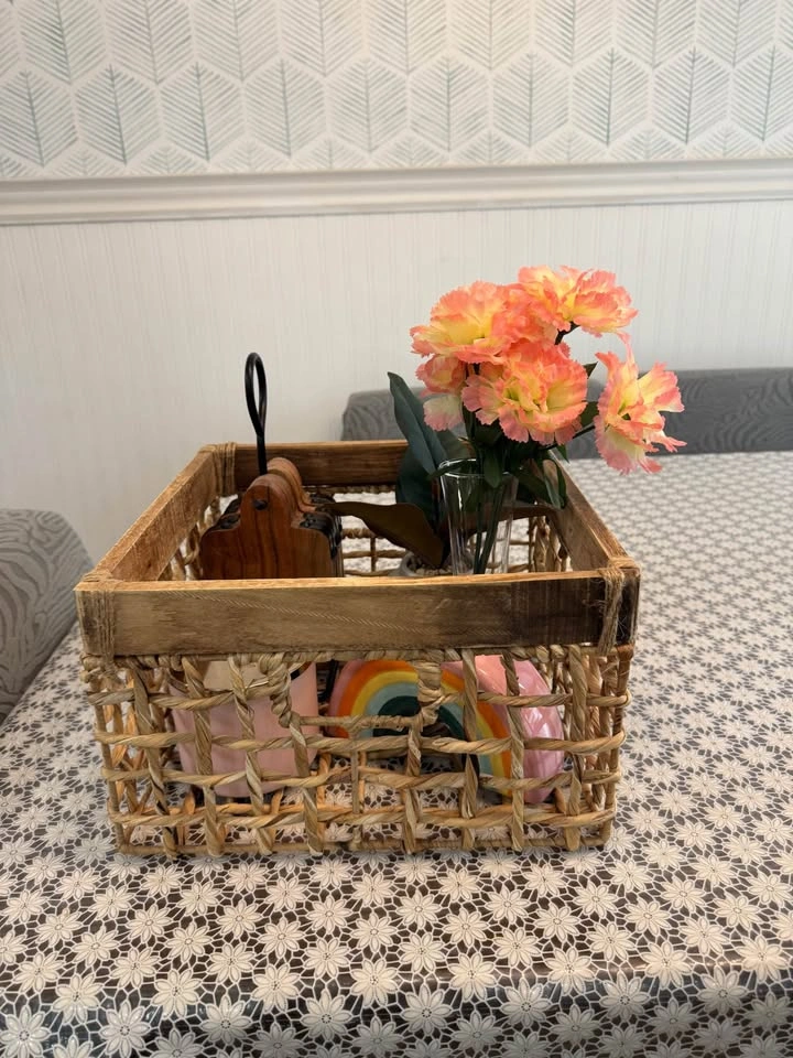 Home Decor Bundle with Woven Basket, Coasters, Candle, Faux Plan - photo 2
