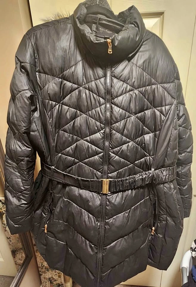 Jessica Simpson Black Belted Quilted Puffer Coat size 3x