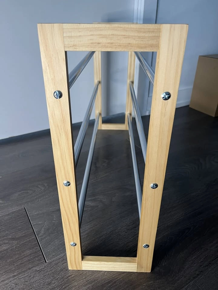 3-Tier Extendable Pine Wood & Metal Shoe Rack - photo 4
