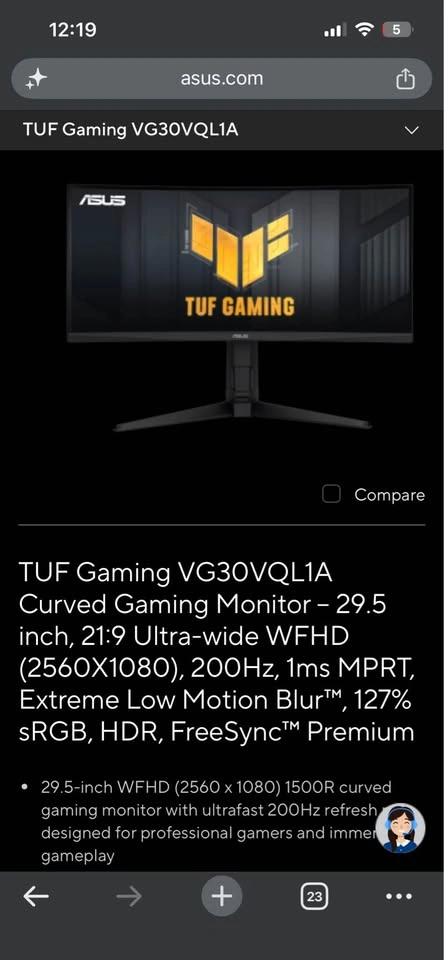 ASUS TUF 29.5" FHD 200Hz 1ms Curved Gaming Monitor - photo 2