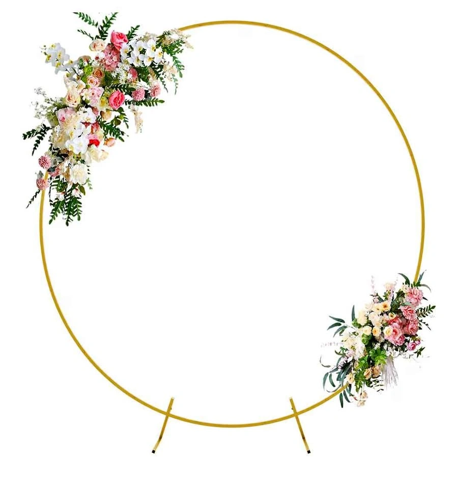 Gold Circle Wedding Arch 7.2FT Backdrop Stand