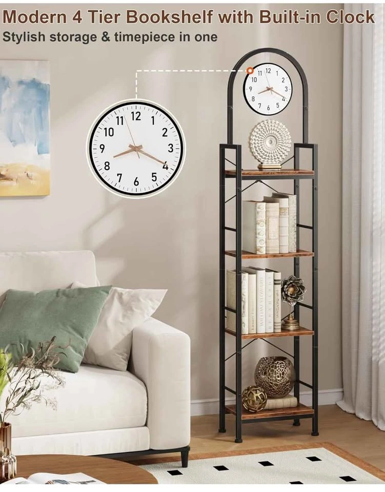 Bookshelf with Built-in Clock 4 tier - photo 3