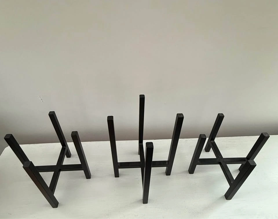Glass Hurricanes with Iron Bases, Set of 3 - photo 3