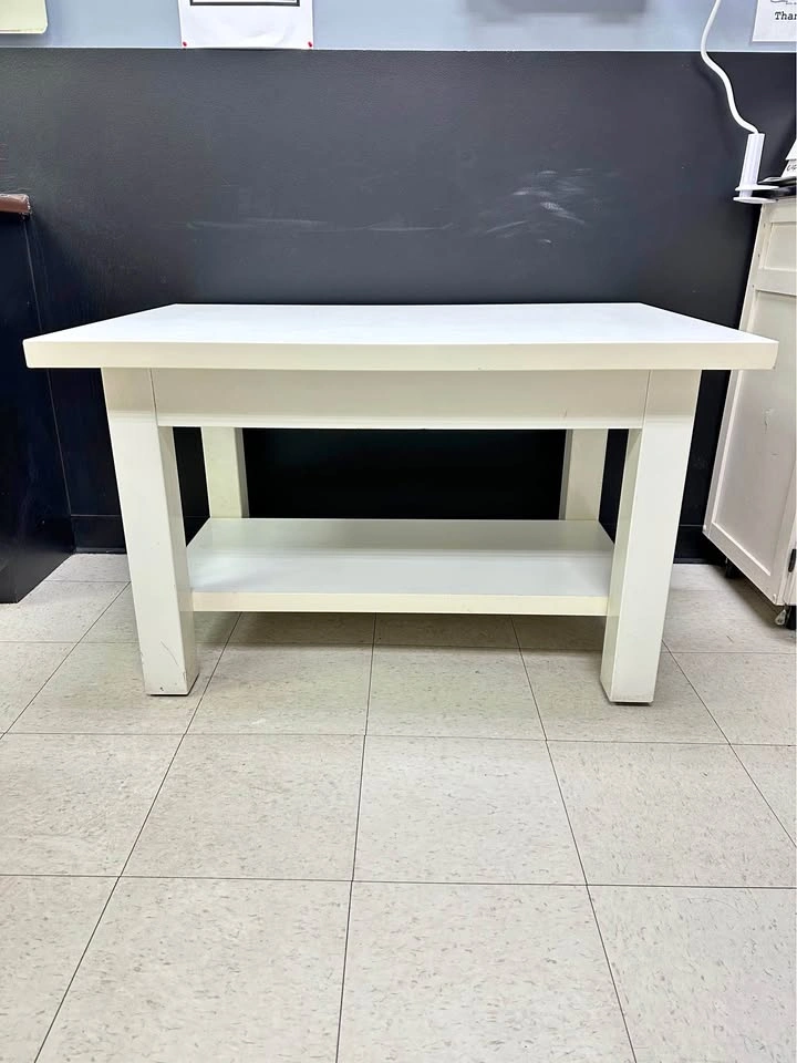 2 Big White Store Display Table With Storage Shelf