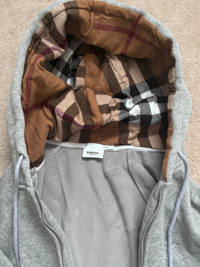 Burberry Grey Hoodie - Size Large