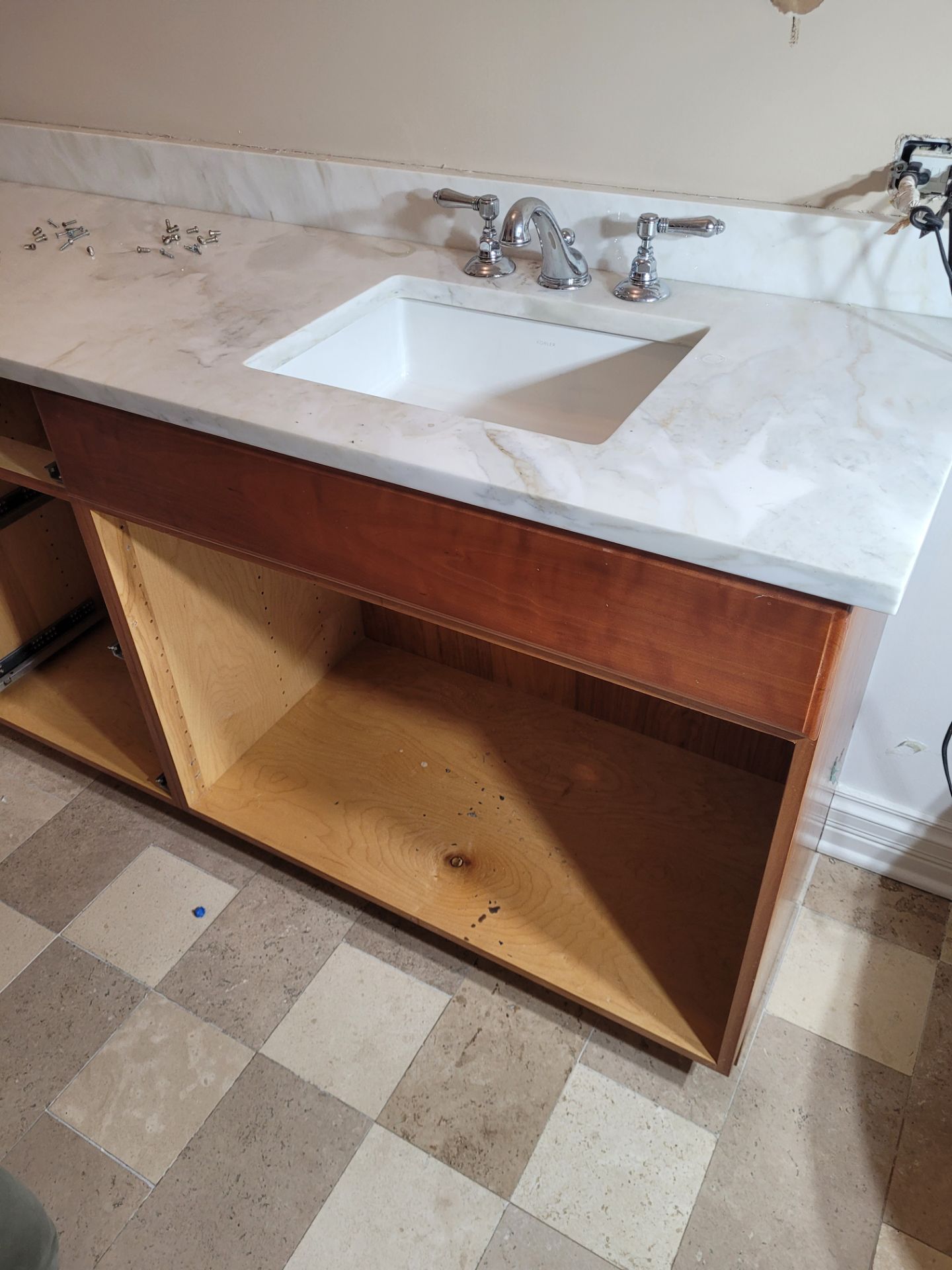 White Granite Sink Countertop and Cabinets - photo 2