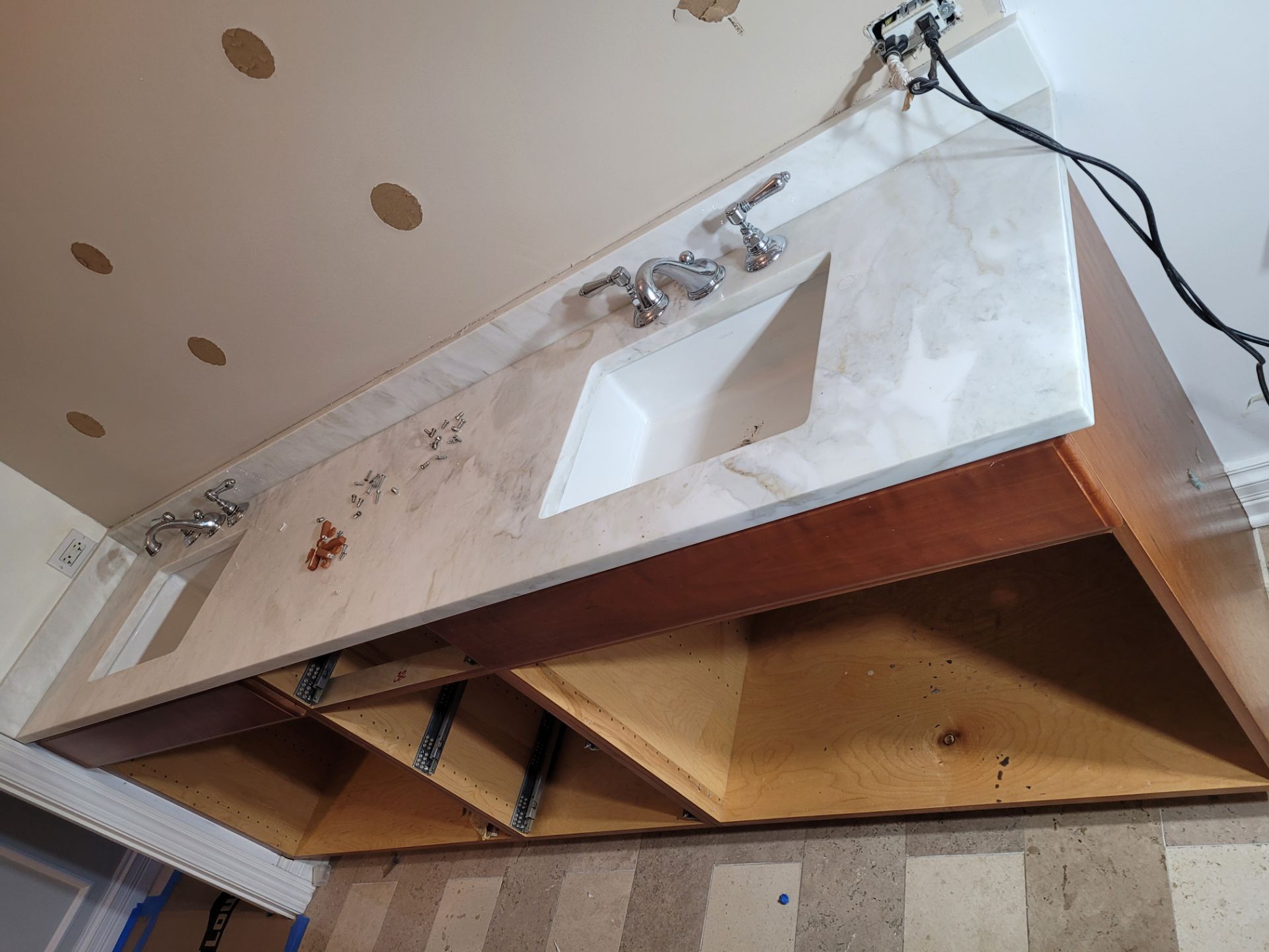 White Granite Sink Countertop and Cabinets - photo 3