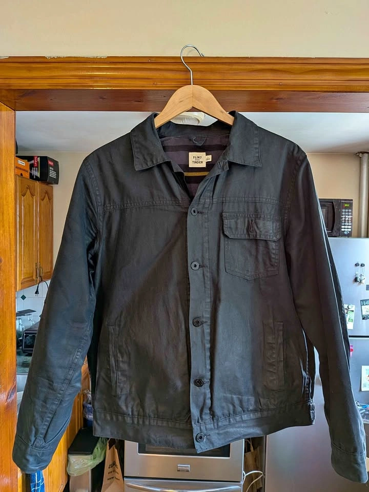 Flint and Tinder Flannel Lined Waxed Trucker Jacket - L
