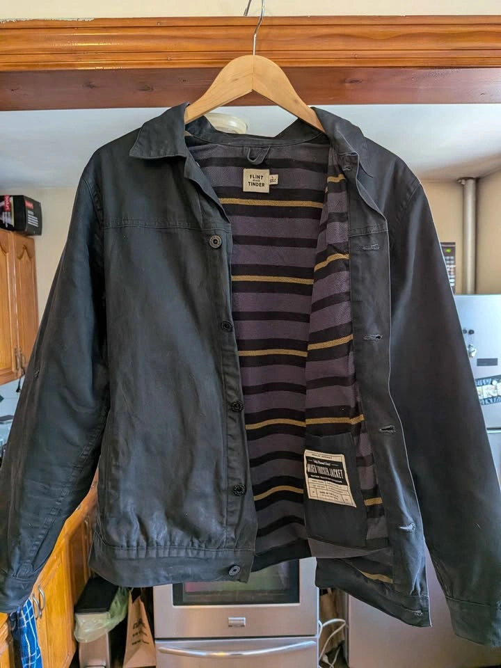 Flint and Tinder Flannel Lined Waxed Trucker Jacket - L - photo 2