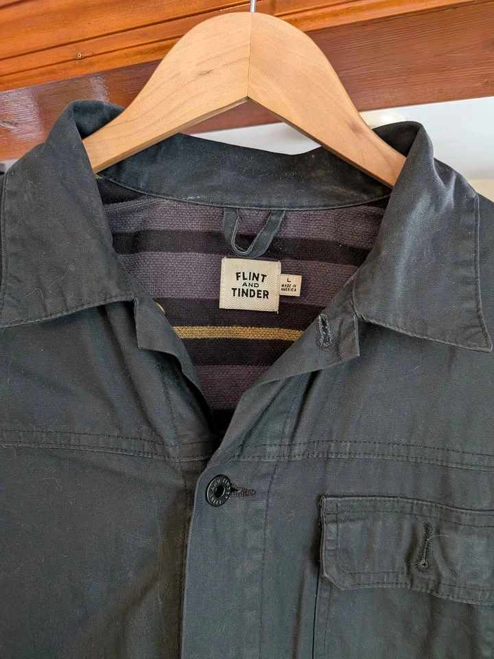 Flint and Tinder Flannel Lined Waxed Trucker Jacket - L - photo 3