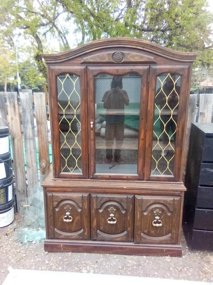 Vintage Wooden China Cabinet Hutch