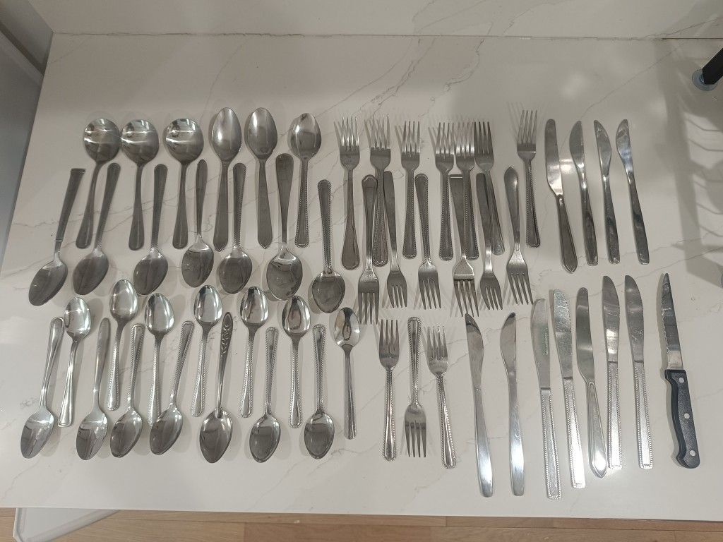 53-Piece Mixed Stainless Steel Flatware Set