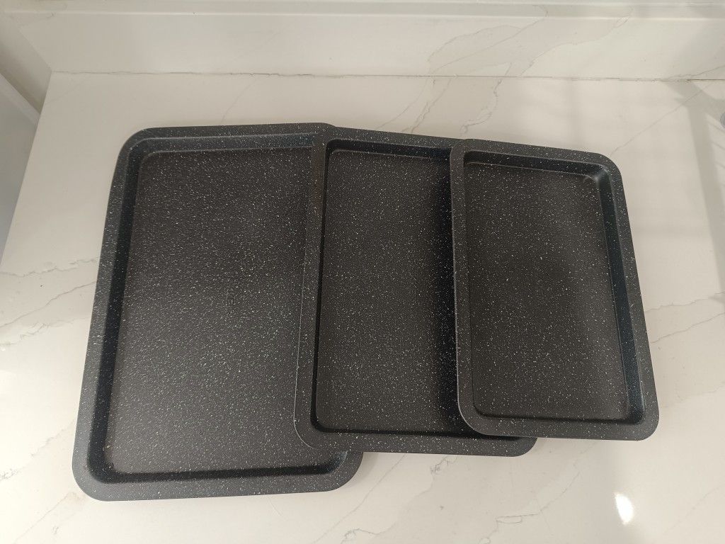 Set of 3 Speckled Non-Stick Baking Sheets