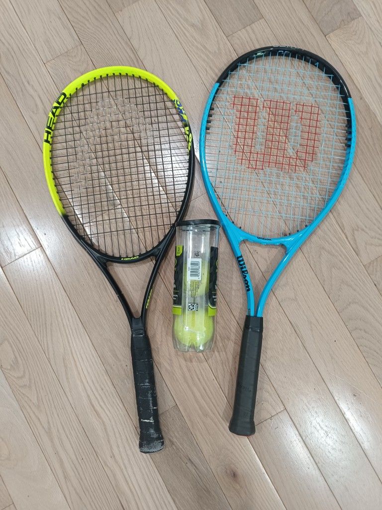 Wilson and Head Tennis Racket Set with Balls
