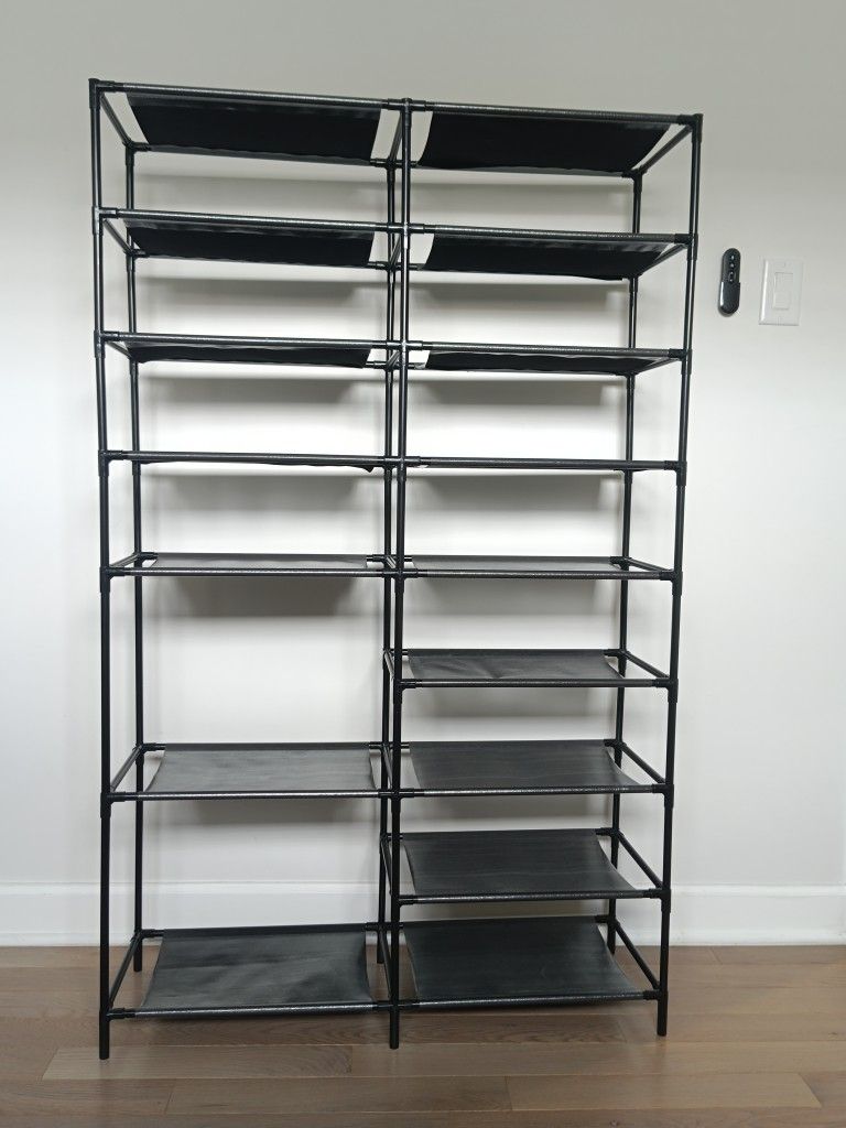 9-Tier Metal and Fabric Shoe Rack Organizer