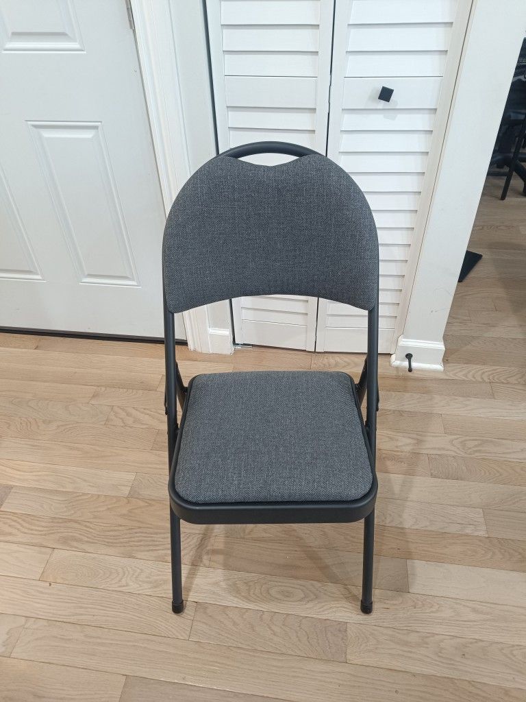 4 Maxchiefs Metal High Back Padded Folding Chairs, Gray