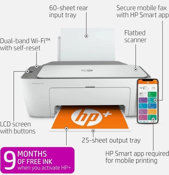 HP Deskjet 2723E All-In-One Wireless Color Inkjet Printer - photo 2