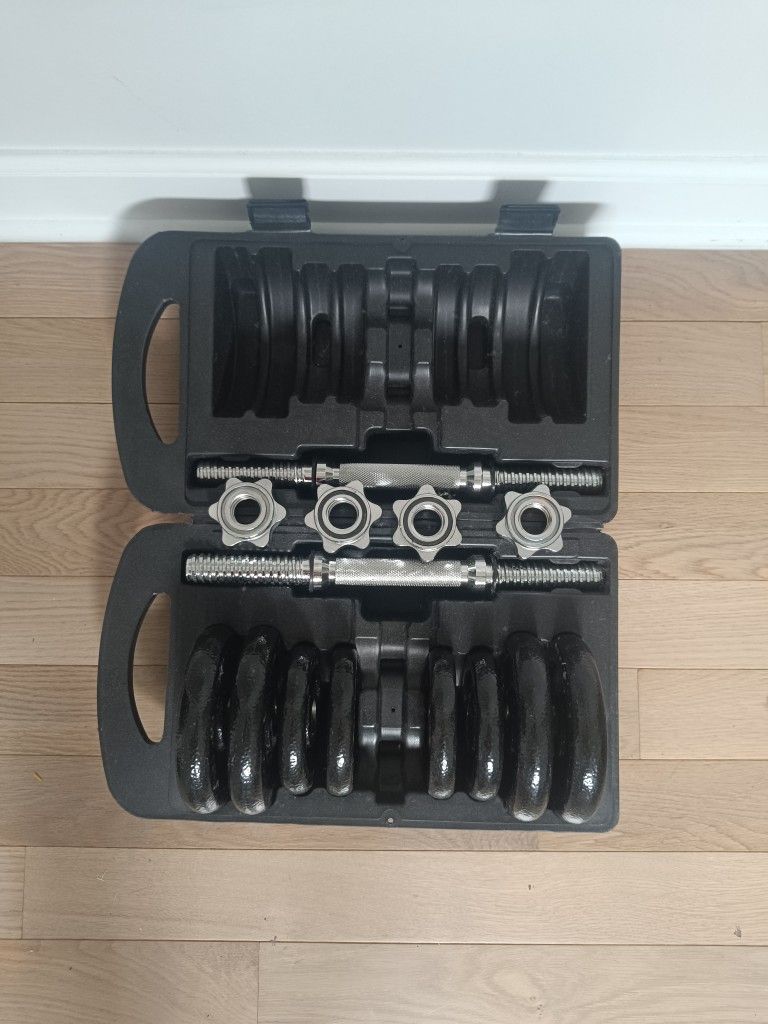 Cast Iron Adjustable Dumbbell Set with Carrying Case
