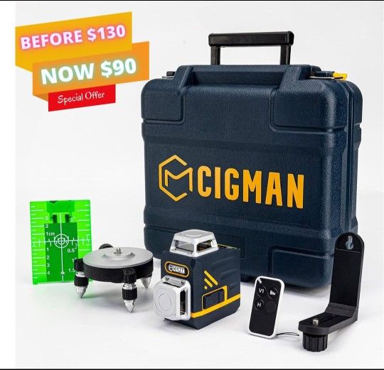 CIGMAN Laser Level 2x360° Green Cross Line - Remote, Stand, Type