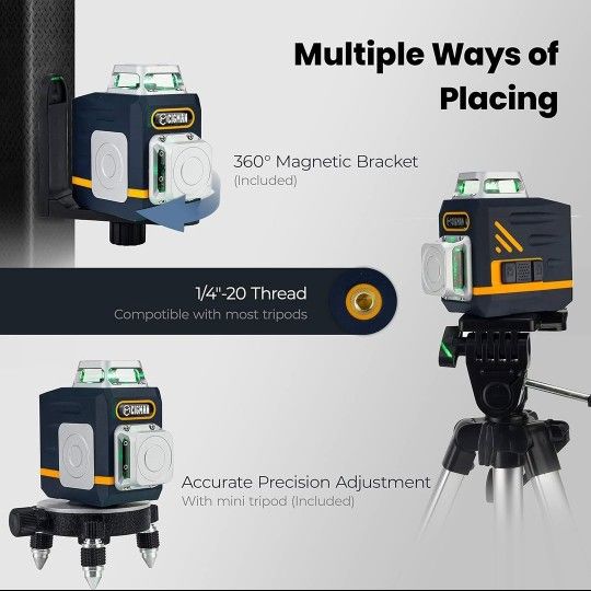 CIGMAN Laser Level 2x360° Green Cross Line - Remote, Stand, Type - photo 3