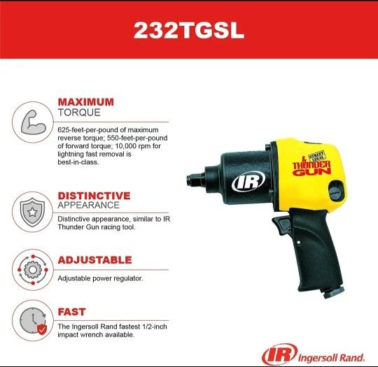 New Ingersoll-Rand 232TGSL Thunder Gun 1/2" Air Impact Wrench - photo 3