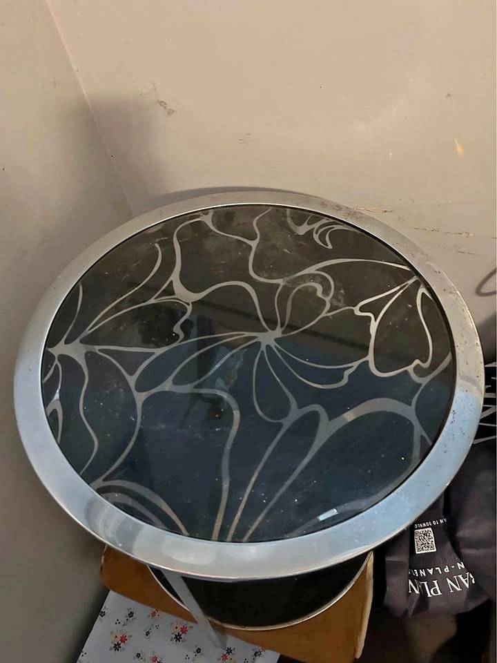 Black and silver small metal table