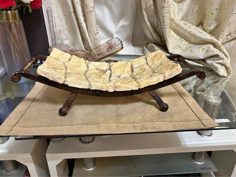 Real Stone Decorative Tray with Metal Stand