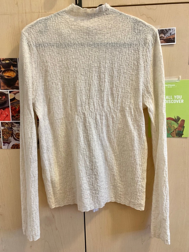 Women’s Textured Crinkle Mock Neck Top - Elegant Ivory White - photo 2