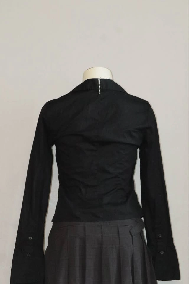 Garage Black Long Sleeve Hook and Eye Collared Top - photo 2