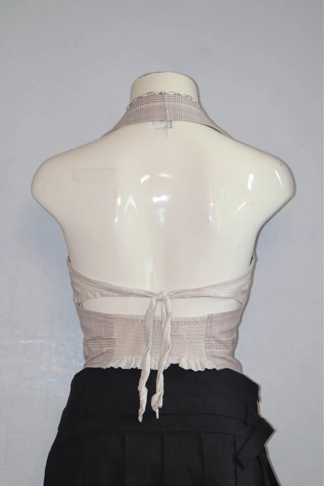 Guess Plaid Halter Neck Button Down Vest Top - photo 3