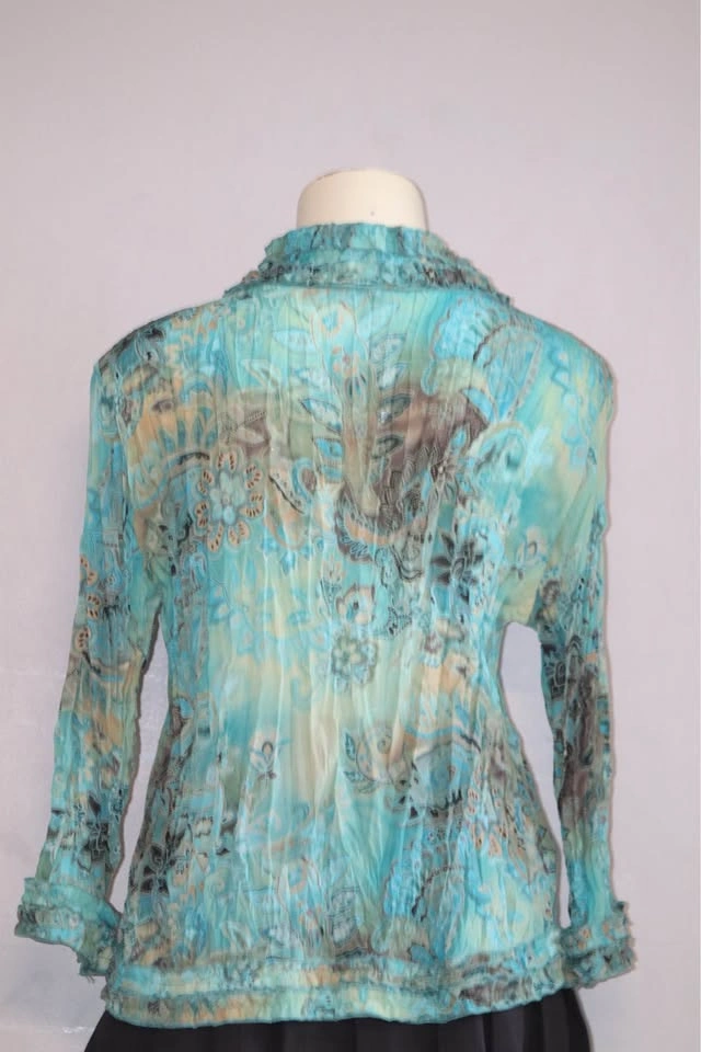Teal Paisley Ruffle Front Blouse - photo 2