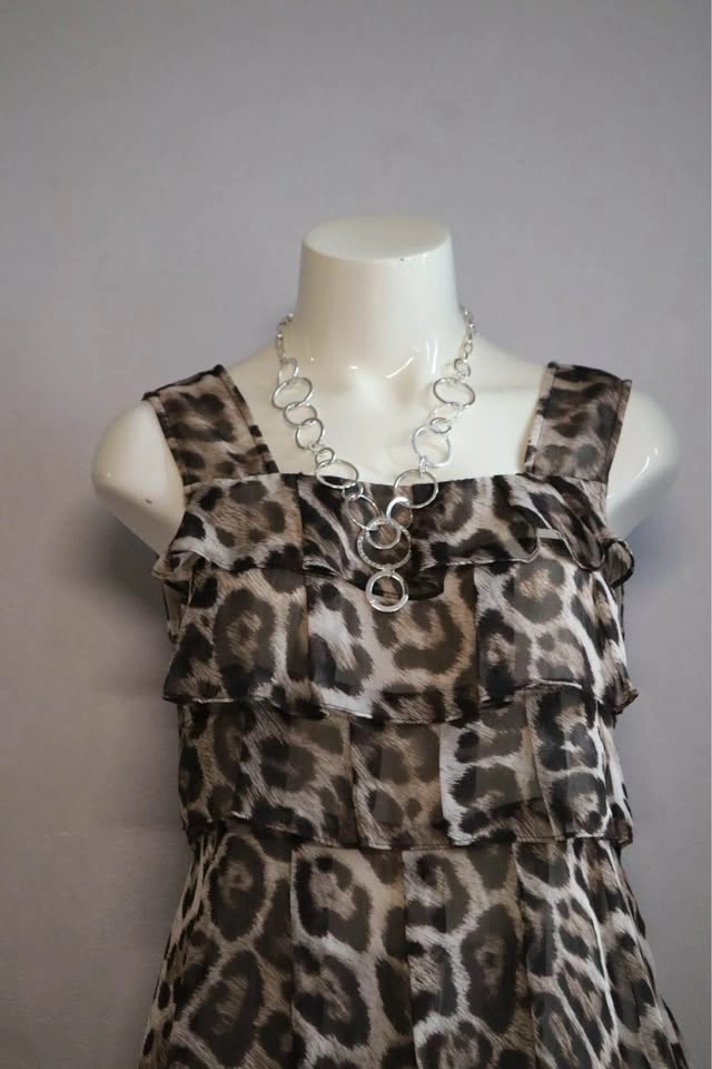 Leopard Print Tiered Ruffle Sleeveless Top - photo 2