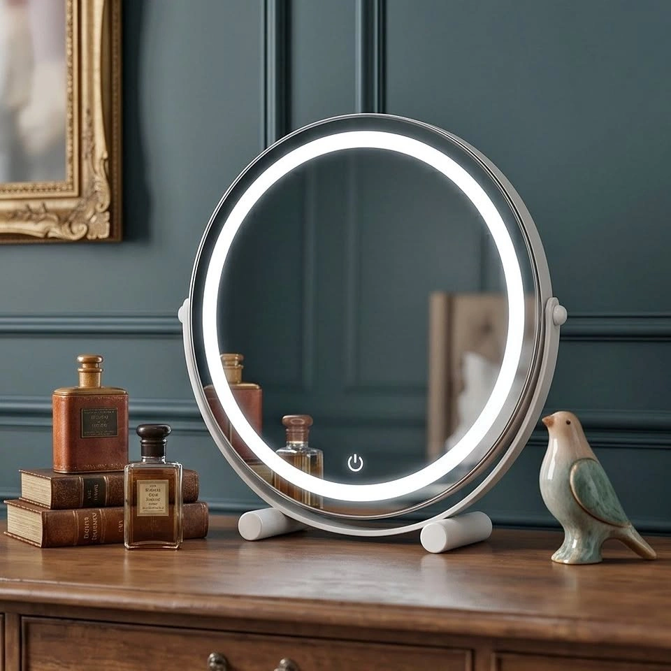 LED Makeup Mirror with Rotating Stand - 3 Color Modes
